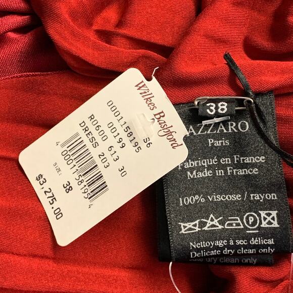 AZZARO Size 6 Woven Venus Red Viscose Plunging V-Neck Knee Length Cocktail Dress - Picture 8 of 9